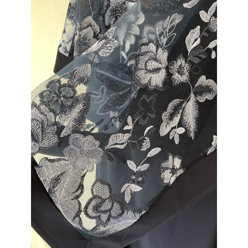 R & M Richards Plus Embroidered Cape Dress Size 20 Blue USA Made Floral NWT - Picture 10 of 12
